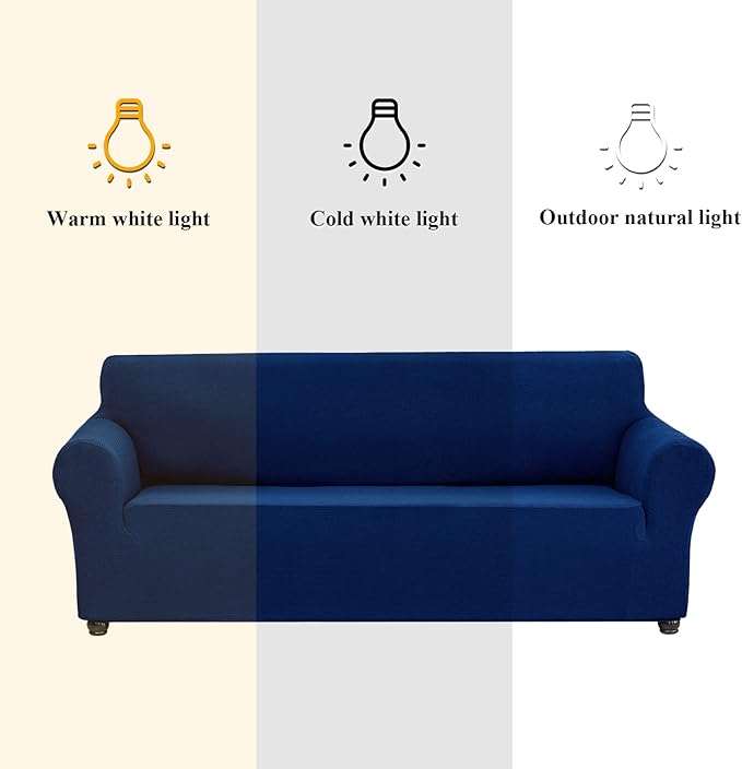 Joccun Stretch Loveseat Couch Cover, 1-Piece Sofa Cover for 2 Cushion Couch Spandex Jacquard Washable Furniture Protector Cover for Living Room,Kids,Pets（Loveseat,Classic Blue）