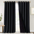 NICETOWN Cold Blocking 100% Blackout Curtains, Durable Black Lined Blackout Curtains for Bedroom, Energy Saving Long Curtains for Patio Sliding Glass Door, Black, 70 inches x 95 inches, 2 Panels