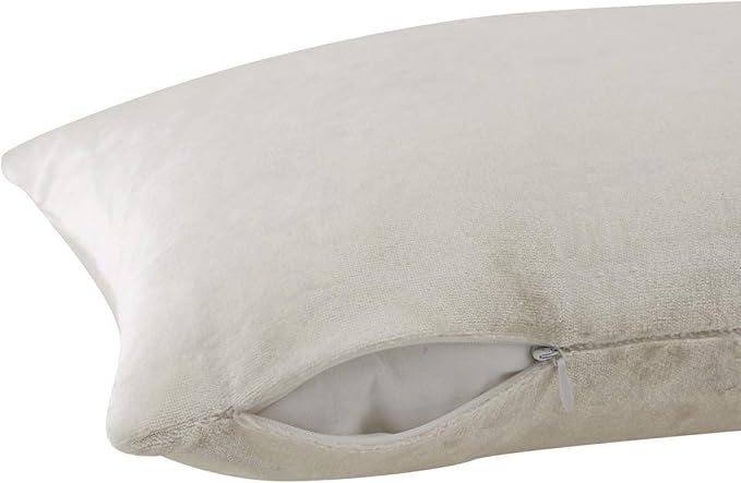 GIGIZAZA White Velvet 12x20 Lumbar Decorative Throw Pillow Covers Cases for Sofa Bed 2 Pack Soft Cushion Cover
