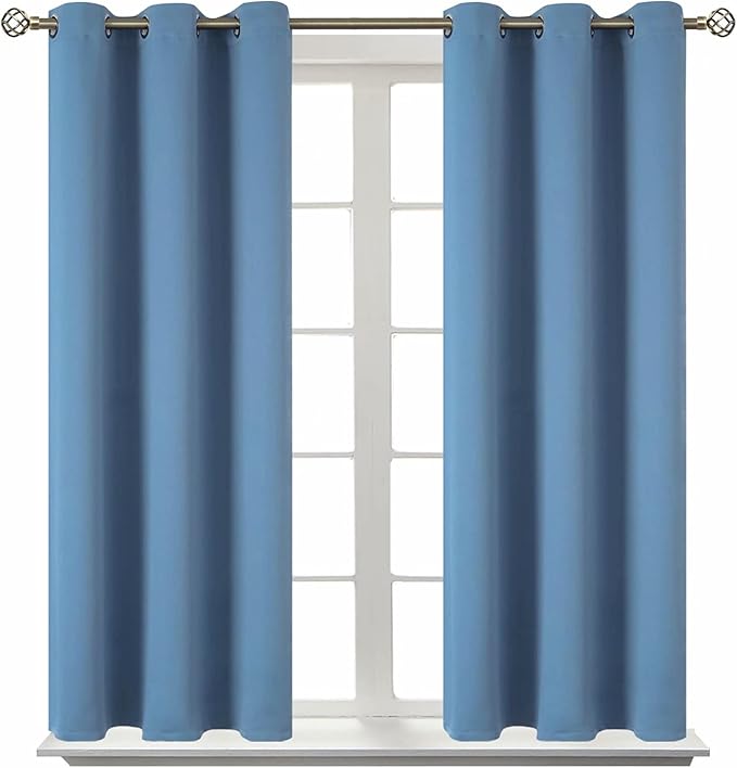 BGment Blackout Curtains for Bedroom - Grommet Thermal Insulated Room Darkening Curtains for Living Room, Set of 2 Panels (38 x 54 Inch, Faded Denim)