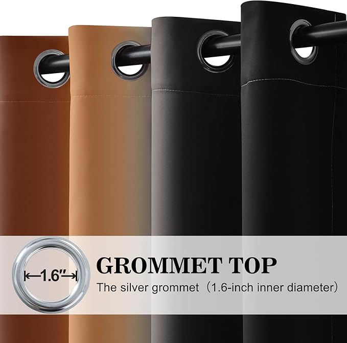 Yakamok Blackout Ombre Burnt Orange and Black Curtains-Gradient Room Darkening Curtain, Grommet Thermal Insulated Light Blocking Window Drapes Curtain for Living Room Bedroom,52 x 63 Inch,2 Panels