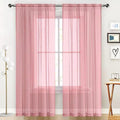 SpaceDresser Sheer Voile Window Treatment Rod Pocket Curtain Panels for Kitchen Bedroom Living Room Drapes Sunlight Filtering Privacy Semi Home Decor Assorted Colors Sizes (Blush, 52 W x 90 L)