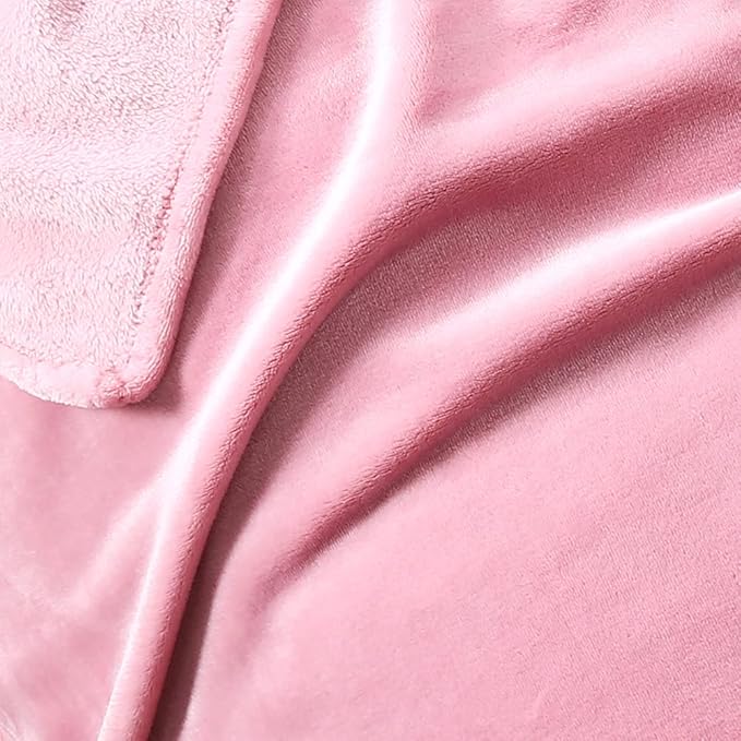 TASTHROW Large Flannel Fleece Throw Blanket, 90×90 Inch - Cozy Lightweight Thick Blanket - All Seasons Suitable for Women, Men and Kids (Pink)