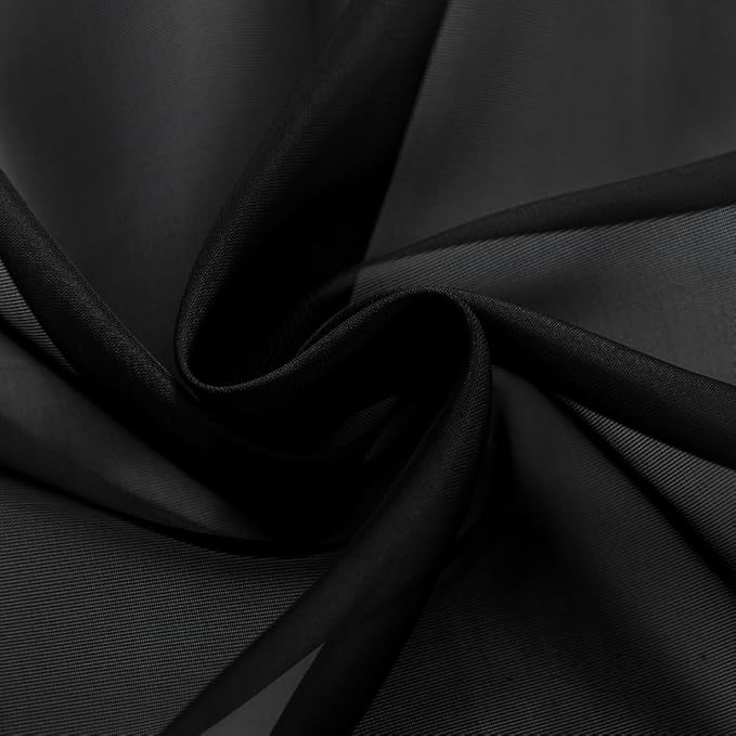 SpaceDresser Black Sheer Curtains 4 Panels Rod Pocket Semi-Sheer Curtain 45 Inches Long Light Filtering Voile Window Drapes for Bedroom Living Room Kitchen, Each 52W x 45L