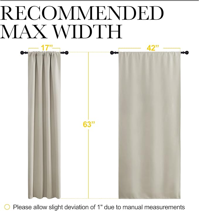 NICETOWN Blackout Curtains for Living Room, Darkening Window Curtain Panels, Easy-Care Solid Thermal Insulated Draperies/Drapes for Daughter Room (Natural, 2 Panels, 42 by 63)