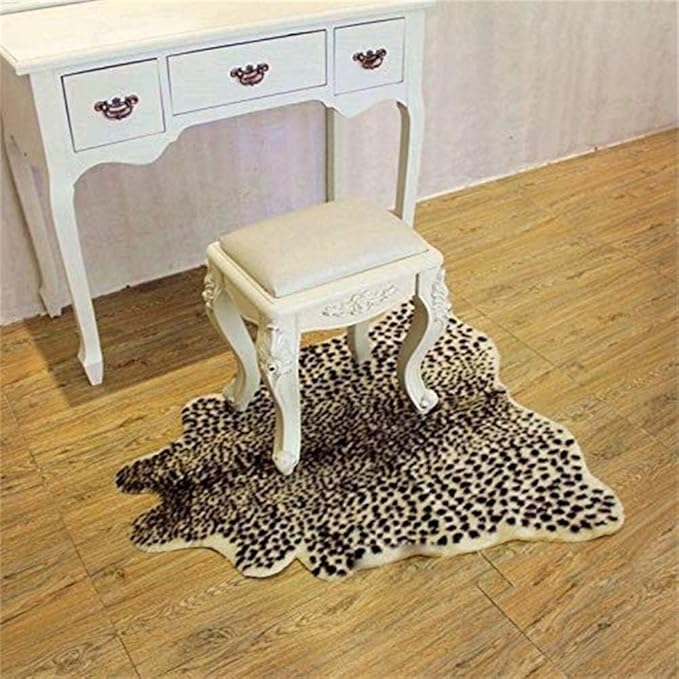 Leopard Print Rug,Faux Cowhide,Artificial Carpet,Simulation Cowhide, Leopard, Tiger, Zebra, Cow Hide Mat Animal Print Area Rug Hide Faux Carpet (A) / 40x37inch,3.3x3.1ft