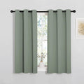 NICETOWN ROM Darkening Curtains 48 inch Length 2 Panels, Thermal Insulated Grommet Blackout Curtains for Modern Casual Elegant Bedroom Kids Room Theme Decoration (Greyish Green, 2 Pieces, W34)