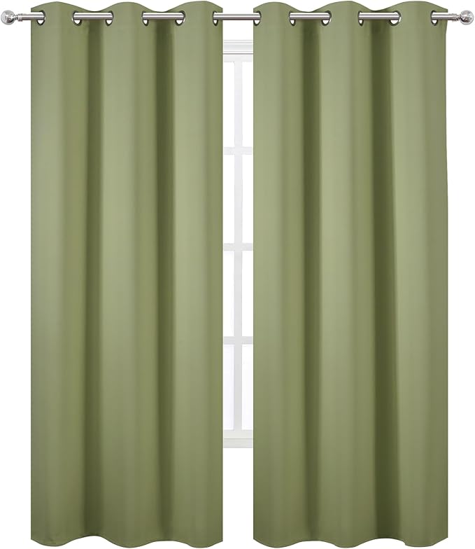 LEMOMO Sage Green Thermal Blackout Curtains/38 x 84 Inch/Set of 2 Panels Room Darkening Curtains for Bedroom