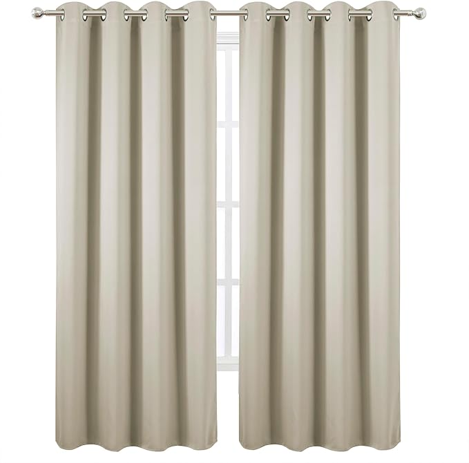 LEMOMO Blackout Curtains 52 x 120 Inch Long Light Beige Curtains Set of 2 Panels Room Darkening Curtains for Bedroom and Living Room