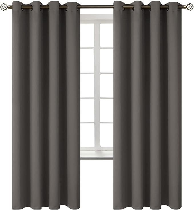 BGment Blackout Curtains for Bedroom - Grommet Thermal Insulated Room Darkening Curtains for Living Room, Set of 2 Panels (52 x 72 Inch, Grey)