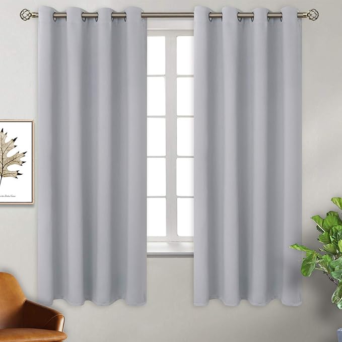 BGment Room Darkening Curtains for Bedroom - Grommet Thermal Insulated Window Treatments Light Blocking Curtains for Living Room, Set of 2 Panels, Each 46 x 63 Inch, Light Grey