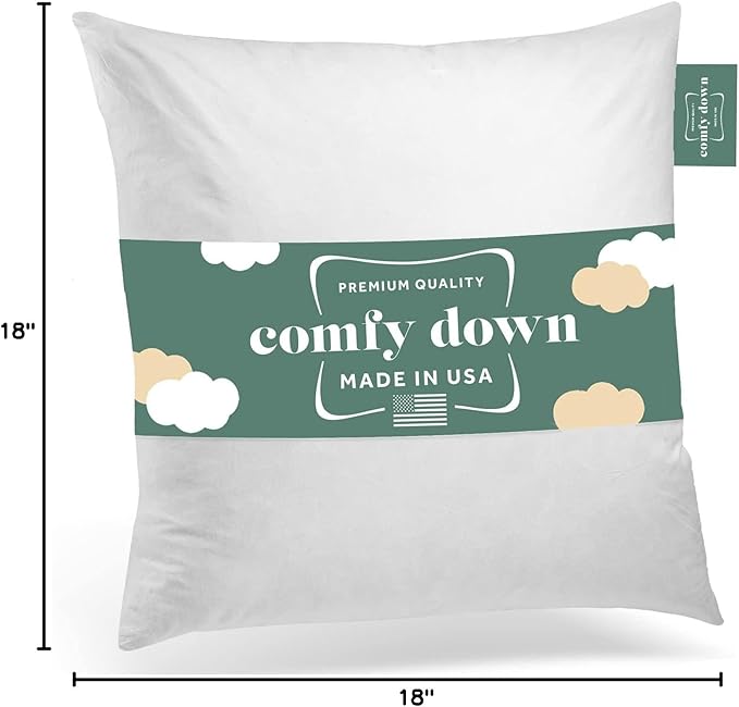 Throw Pillow Insert, 18 x 18 Inch, White, 95% Feather 5% Down