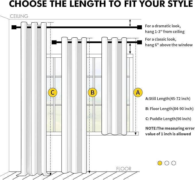 MIULEE Yellow Blackout Curtains for Bedroom Living Room 63 Inches Long 2 Panels, Thermal Insulated Room Darkening Drapes Solid Grommet Noise Reduction Light Blocking Window Treatments 40x63 Inch