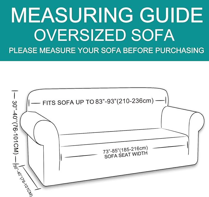 U-NICE HOME Stretch Couch Cover Sofa Cover Sofa Slipcover Furniture Protector for 4 Cushion Couch Sofa Pet Friendly(Oversized Sofa, Black)