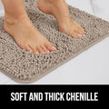 Bath Rug 60x24 Chenille, Quick-Dry Microfiber with TPR Rubber Backing