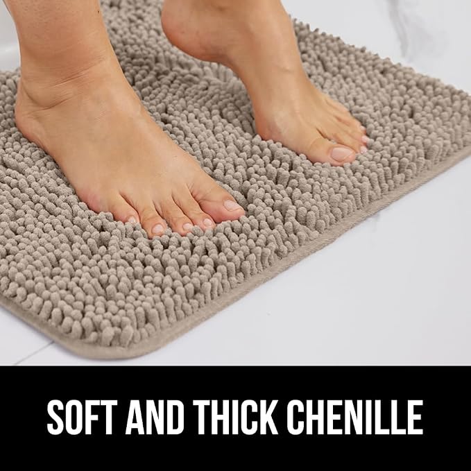 Bath Rug 60x24 Chenille, Quick-Dry Microfiber with TPR Rubber Backing