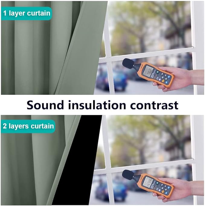 NICETOWN 100% Blackout Window Curtain Panels, Full Light Blocking Drapes with Black Liner for Nursery, 72-inch Drop Thermal Insulated Draperies (Greyish Green, 2 Pieces, 70-inch Wide Per Panel)