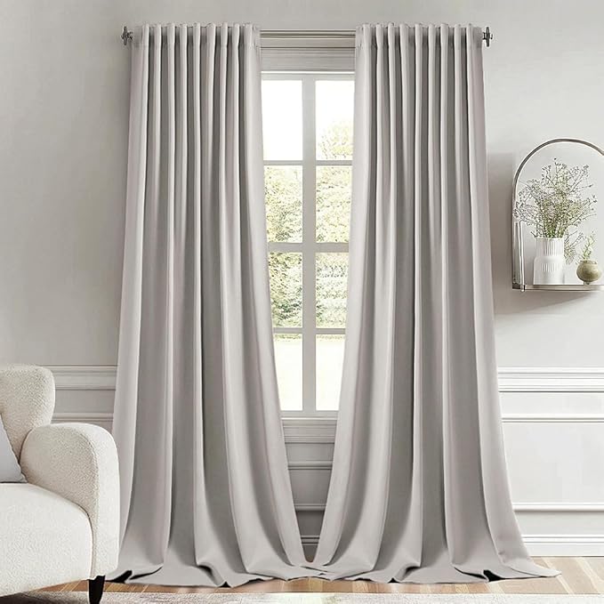 MIULEE Stone Back Tab Blackout Curtains 120 Inch Long 2 Panels Set for Bedroom, Rod Pocket/Pinch Pleated Extra Long Thermal Insulated Living Room Darkening Light Blocking 10FT Drapes