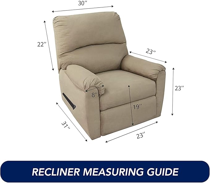 PureFit Super Stretch Recliner Sofa Slipcover with Pocket – Spandex Non Slip Soft Couch Sofa Cover, Washable Furniture Protector with Elastic Bottom for Kids, Pets （Recliner, Peacock Blue）