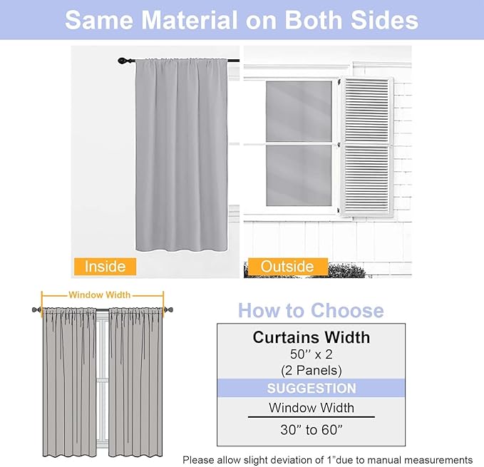Simplebrand Ava Silver Grey Blackout Curtains for Bedroom 90 Inches Long 2 Panels Set, Solid Privacy Energy Saving Living Room Window Treatment Curtains Blackout Drapes, W50 x L90 Inch, Silver Grey