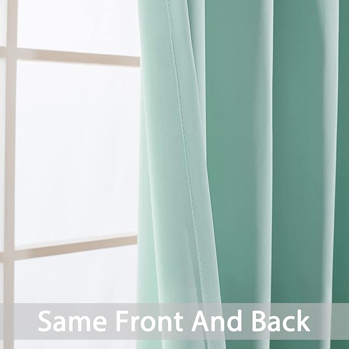 Yakamok Blackout Curtains Room Darkening Thermal Insulated Window Panels,Solid Grommet Top Drapes for Bedroom/Living Room(42Wx84L, Aqua, 2 Panels)