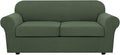 H.VERSAILTEX 3 Piece Stretch Sofa Covers for 2 Cushion Sofa Couch Covers for Living Room Furniture Cover (Base Cover Plus 2 Seat Cushion Covers) Thicker Jacquard Fabric(Large Sofa, Bronze Green)