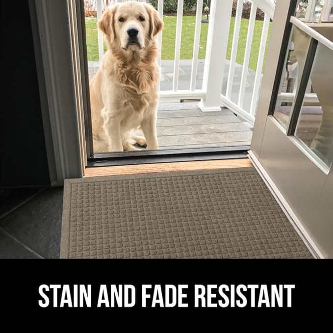GORILLA GRIP® Ultra Absorbent Front Door Mat Outside Entrance, 35x23, Traps Dirt and Moisture, HydroABSORB Indoor Outdoor Doormat Holds Up to 5.7 Cups Water, Stain and Fade Resistant Welcome Mat Beige
