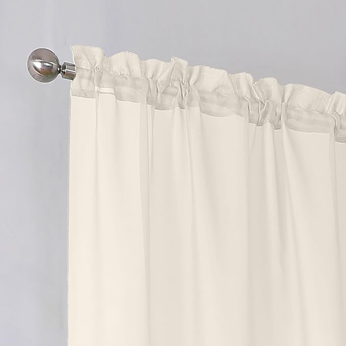Simplebrand Cream Sheer Curtains 63 Inch Length 2 Panels, Rod Pocket Solid Color Window Sheer Curtain Panels, Elegant Curtains & Drapes for Living Room, Bedroom 2 Panels (Cream, 42" W x 63" L)