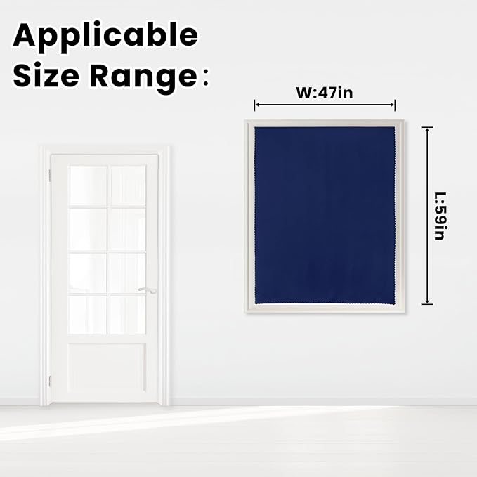 Self Adhesive Portable Blackout Curtains for Bedroom Easy to Install Window Thermal Lnsulated Kitchen Room Darkening Small Window Curtains, 47" W X 59" L, Navy Blue, 1 Panel