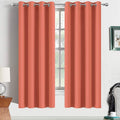 Yakamok Curtains 63 Inch Length Coral Orange Room Darkening Blackout Thermal Insulated Drapes Solid Grommet Top Window Curtain Panels for Girls' Bedroom (52x63 Inch, Coral Orange, One Pair)