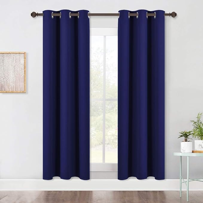 NICETOWN Living Room Blackout Draperies Curtains, Window Treatment Energy Saving Thermal Insulated Solid Grommet Blackout Draperies/Drapes (1 Pair, 42 by 72-Inch, Royal Blue)