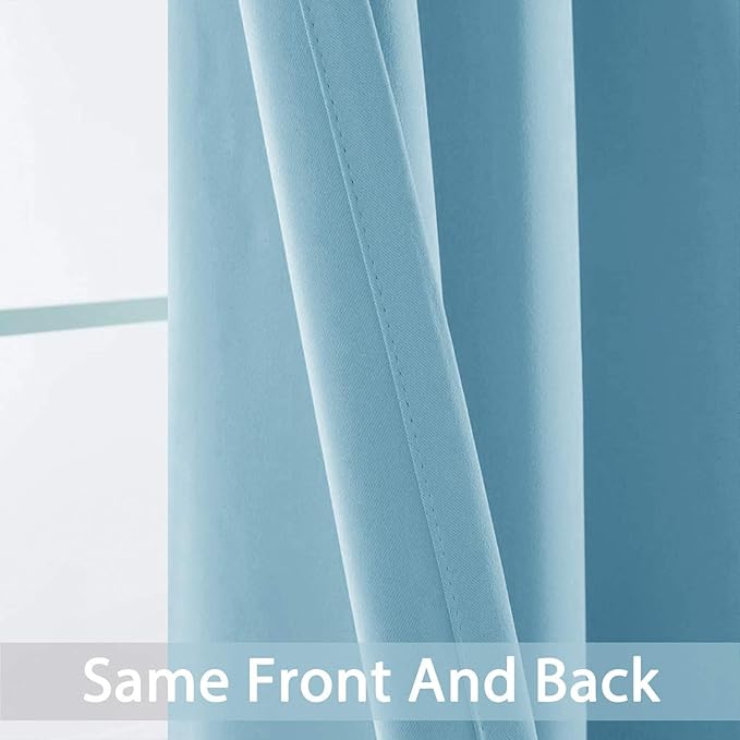 Yakamok Extra Wide Blackout Curtain for Sliding Glass Door, Grommet Thermal Insulated Room Divider Curtain 100W x 84L inch, Room Darkening Patio Curtain,8.3ft Wide x 7ft Tall, 1 Panel,Sky Blue