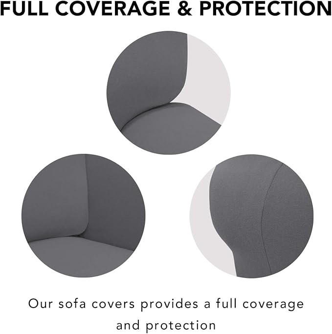 PureFit Super Stretch Sofa Slipcover – Spandex Non Slip Soft Couch Sofa Cover, Washable Furniture Protector with Non Skid Foam and Elastic Bottom for Kids, Pets （Loveseat, Gray ）