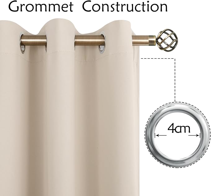 BGment Blackout Curtains - Grommet Thermal Insulated Room Darkening Bedroom and Living Room Curtains, Set of 2 Panels (42 x 84 Inch, Champagne)
