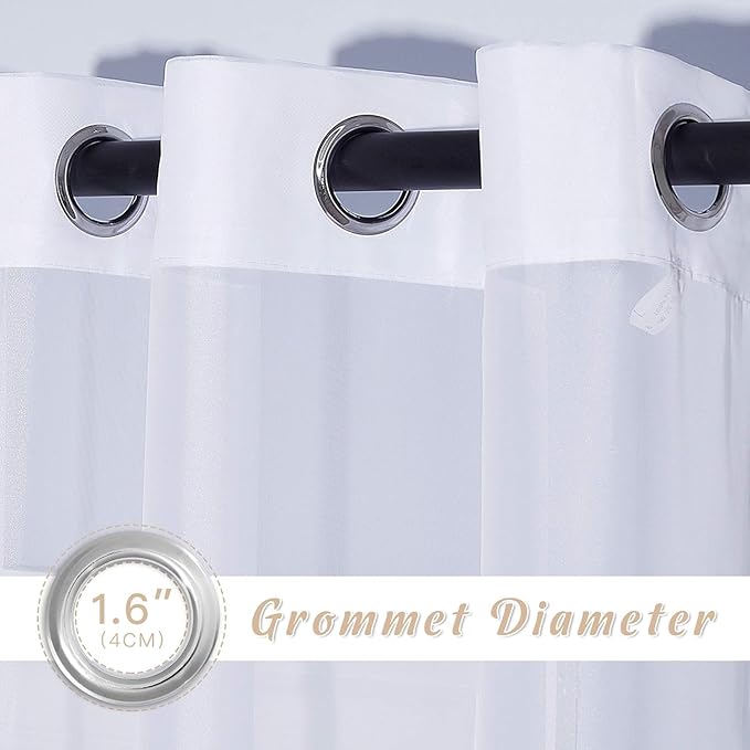 NICETOWN White Sheer 48 inch Curtains, Grommet Short Curtains Airy Voile Textured Soft and Lightweight Half Window Treatments for Bedroom/Cafe, W42 x L48, 2 Panels
