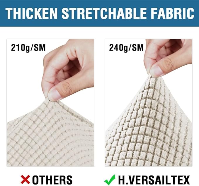 H.VERSAILTEX 4 Piece Stretch Sofa Covers for 3 Cushion Couch Covers for Living Room Furniture Slipcovers (Base Cover Plus 3 Seat Cushion Covers) Thicker Jacquard Fabric (Large Sofa, Island Fossi)