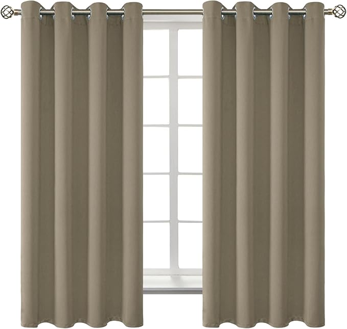 BGment Room Darkening Curtains 63 Inches Long - Grommet Thermal Insulated Drapes Window Treatment Curtains for Bedroom, 2 Panels, 52 x 63 Inch, Cocoa