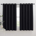 NICETOWN Bathroom Blackout Curtains and Drapes, Black Solid Thermal Insulated Grommet Blackout Drapery Panels for Window (2 Panels, 70 inches Wide by 63 inches Long, Black)