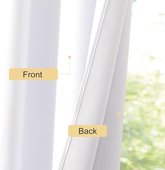 NICETOWN Bedroom 100% Blackout Curtains, 2 Panels, 34 by 36, Snow White, Window Treatment Rod Pocket Curtains/Drapes for Bedroom