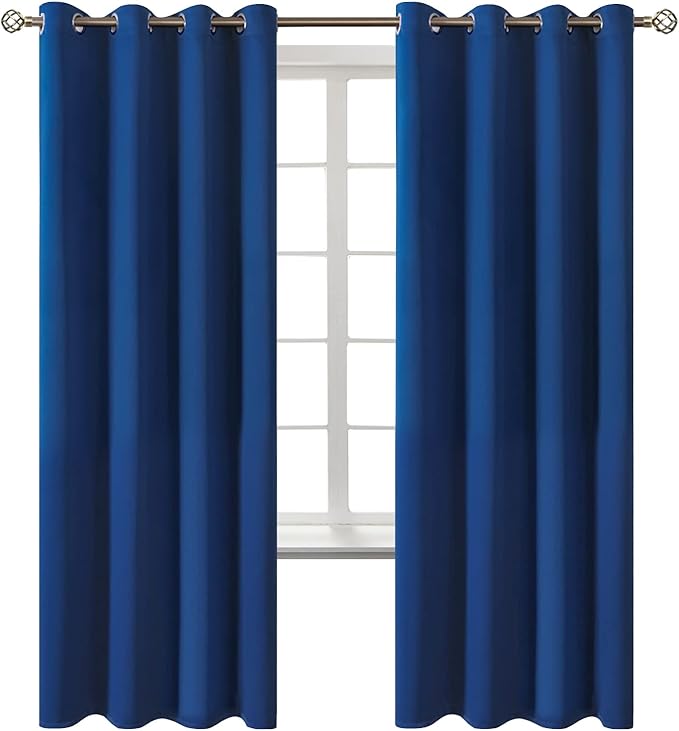 BGment Blackout Curtains for Bedroom - Grommet Thermal Insulated Room Darkening Curtains for Living Room, 52 x 72 Inch, 2 Panels, Royal Blue