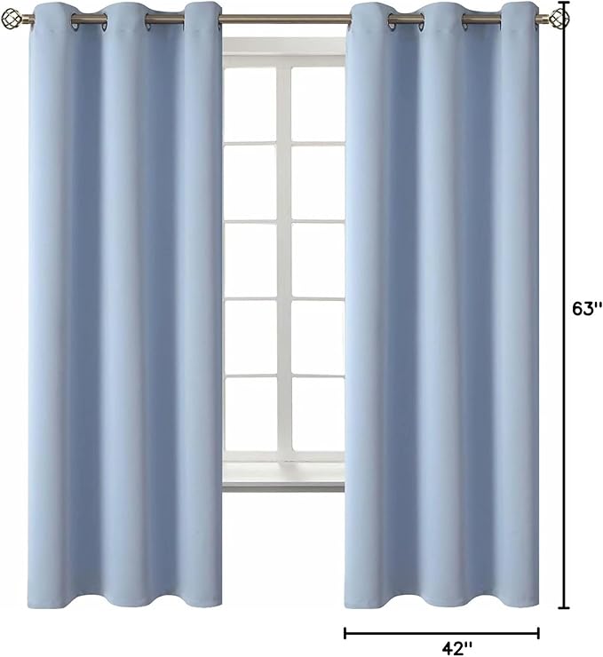 BGment Blackout Curtains for Living Room - Grommet Thermal Insulated Room Darkening Curtains for Bedroom, 2 Panels of 42 x 63 Inch, Spa Blue