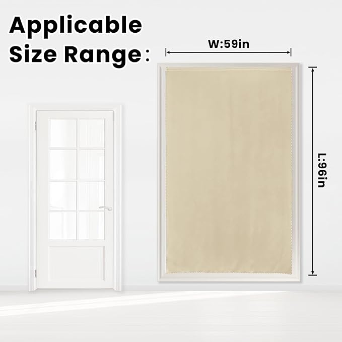 Self Adhesive Portable Blackout Curtains for Bedroom Easy to Install Window Thermal Lnsulated Kitchen Room Darkening Small Window Curtains, 59" W X 96" L, Beige, 1 Panel