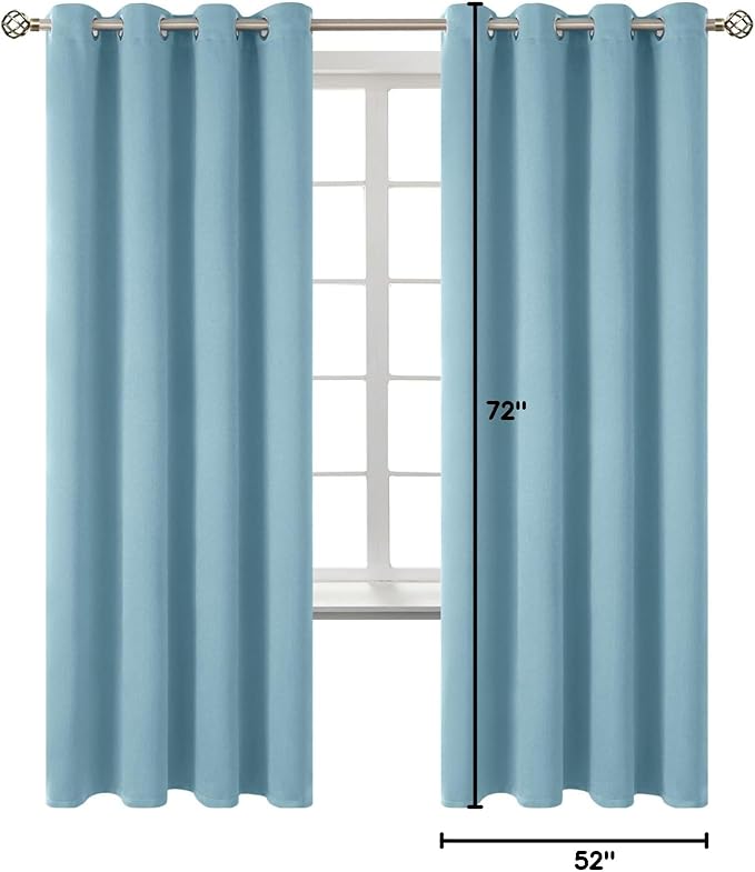 BGment Room Darkening Curtains 72 Inches Long - Grommet Thermal Insulated Drapes Window Treatment Curtains for Bedroom, 2 Panels, 52 x 72 Inch, Greyish Blue