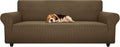 ZNSAYOTX Stretch Oversized Couch Cover Universal Sofa Covers for Living Room Dogs Pet Furniture Protector Spandex Extra Large Sofa Slipcovers with Anti Slip Foam Sticks (Brown, XL Sofa)