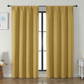Simplebrand Ava Bright Gold Blackout Curtains for Bedroom 84 Inch Length 2 Panels Set, Solid Thermal Insulated Privacy Living Room Window Treatment Curtains Blackout Drapes, W50 x L84 Inch