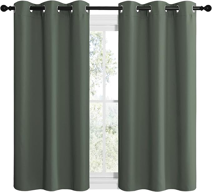 NICETOWN Blackout Curtain Panels, Home Decoration Thermal Insulated Solid Grommet Blackout Drape for Dining Room (Dark Mallard, 1 Pair, 42 by 48-Inch)