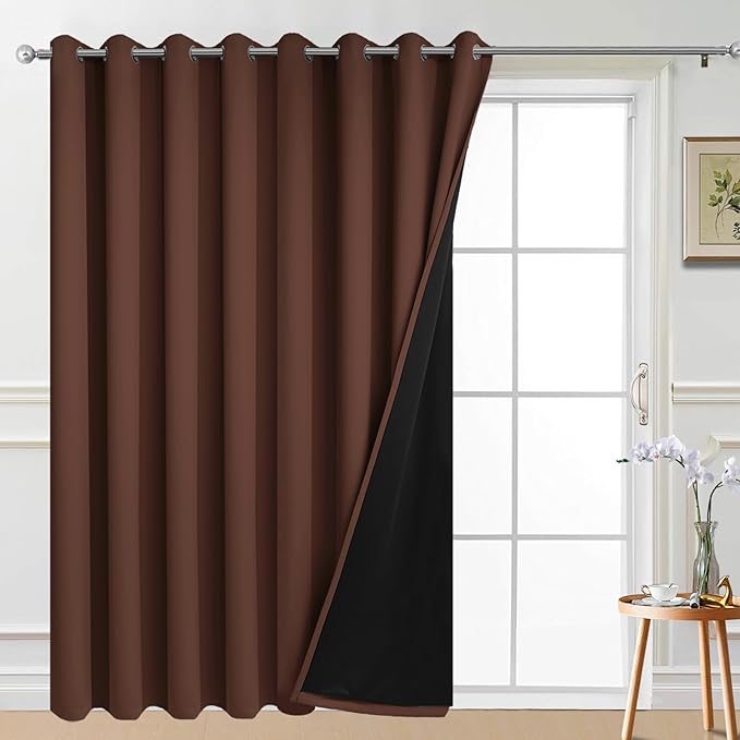Yakamok 100% Blackout Thermal Insulated Curtains, Noise Reducing Barrier Panel for Sliding Glass Door, 2 Thick Layers Heat Full Light Blocking Patio Door Drapery, Dove Grey, W100 x L108, 1 Panel