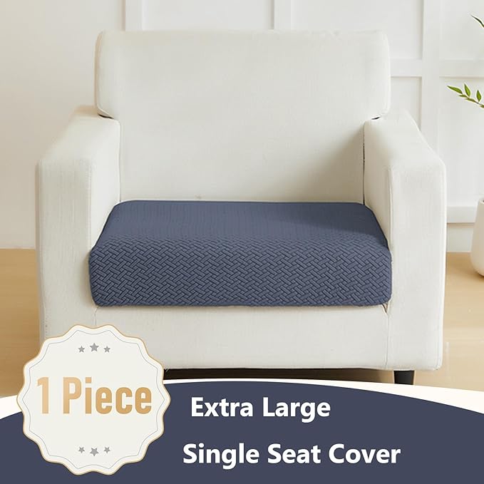 Couch Cushion Covers for Sofa Couch Covers Wear-Resistant Universal Sofa Cover Washable Stretch for Sectional Slipcovers (Texture-Gray Blue,Extra Large Single Seat Cover)