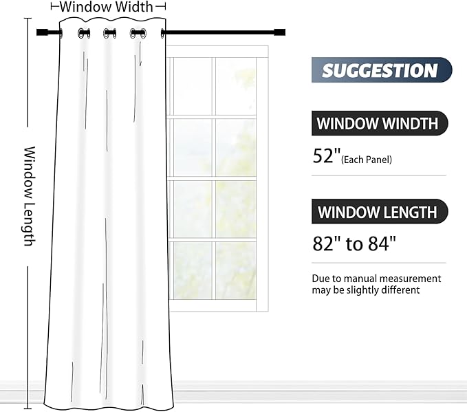 SimpleHome Ombre Room Darkening Curtains 84 inches Length for Bedroom,Grommet Gradient Light Blocking Blue to White Window Curtain for Living Room,1 Panel, 52x84 inches
