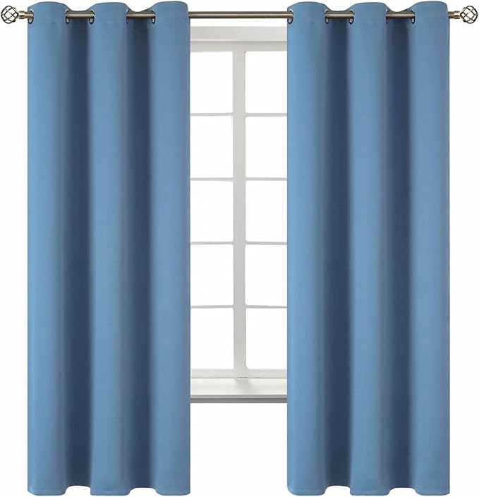 BGment Blackout Curtains for Bedroom - Grommet Thermal Insulated Room Darkening Curtains for Living Room, Set of 2 Panels (42 x 63 Inch, Faded Denim)